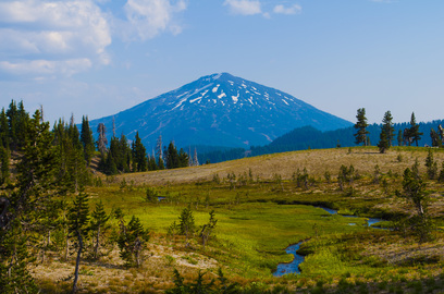 Mt. Bachelor in the summer from Broken Top, photo by Andrew Herr